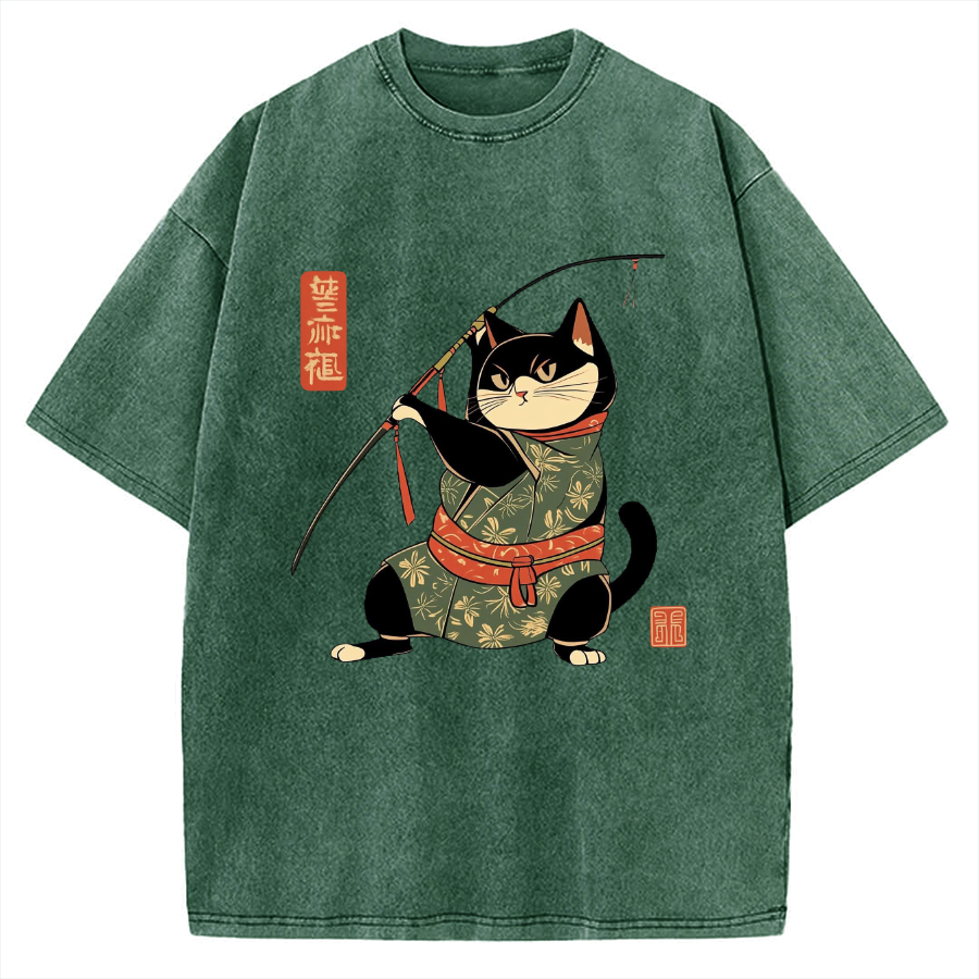 Japan Cat Archery Vintage Washed T-shirt