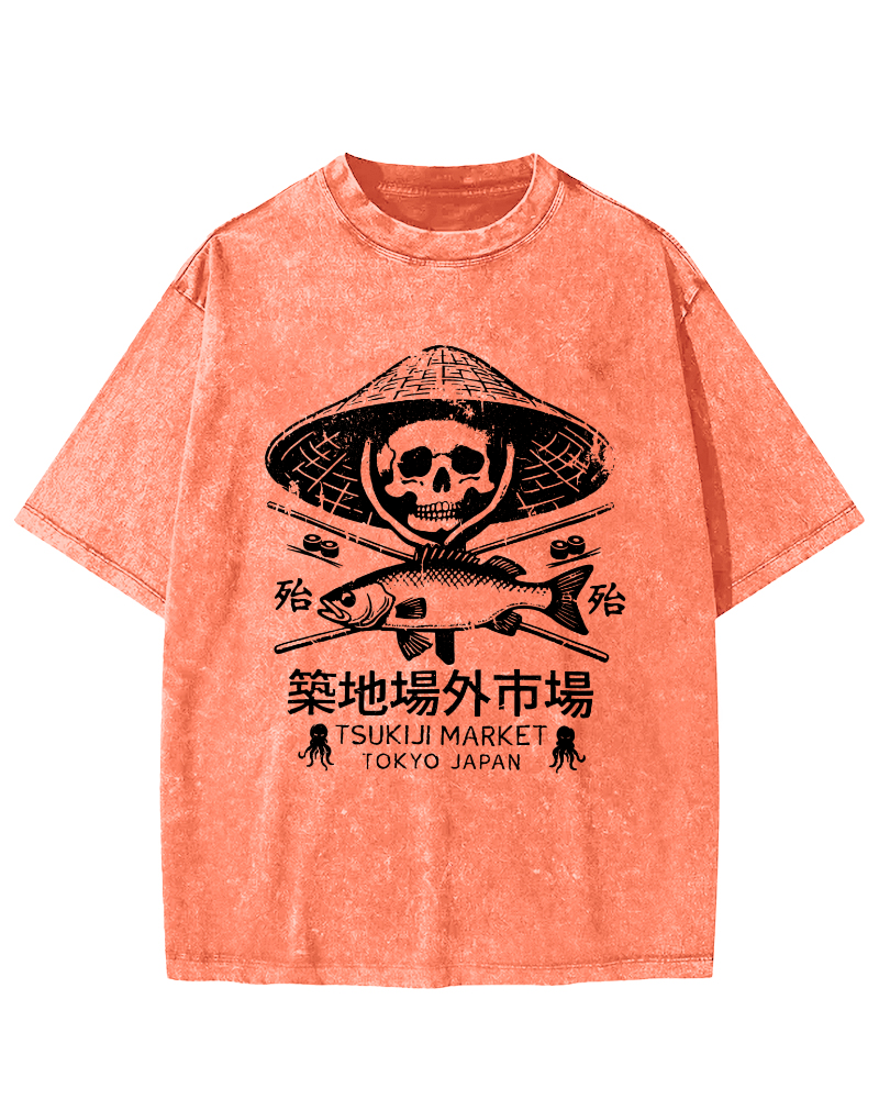 Off Site Market of Tsukiji Vintage Washed T-shirt-Zazasy