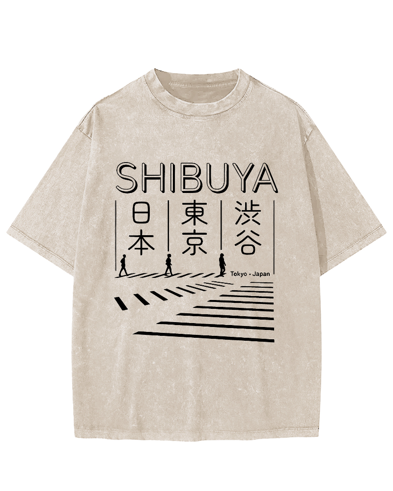 Shibuya Vintage Washed T-shirt-Zazasy