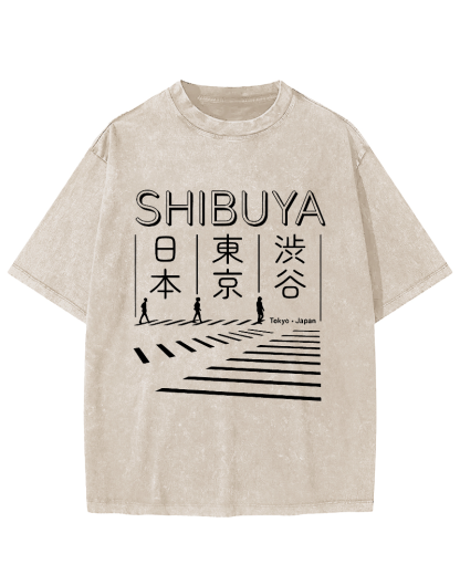 Shibuya Vintage Washed T-shirt-Zazasy