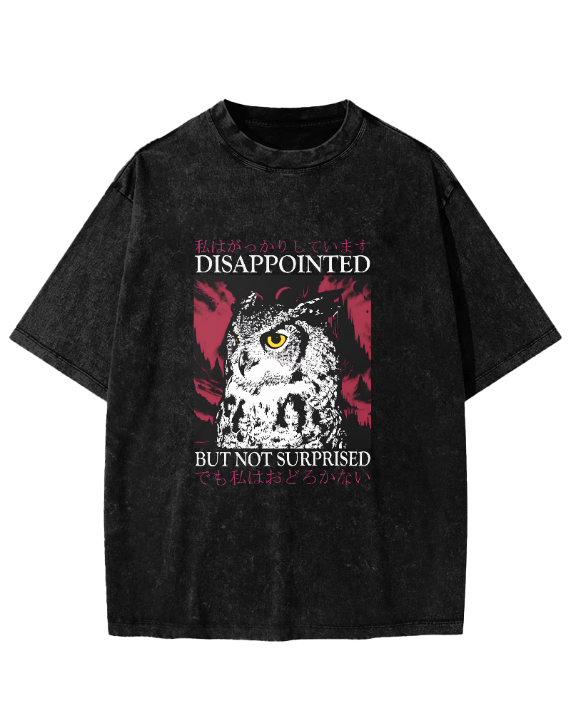 Japanese Owl Pattern Vintage Distressed T-shirt-Zazasy