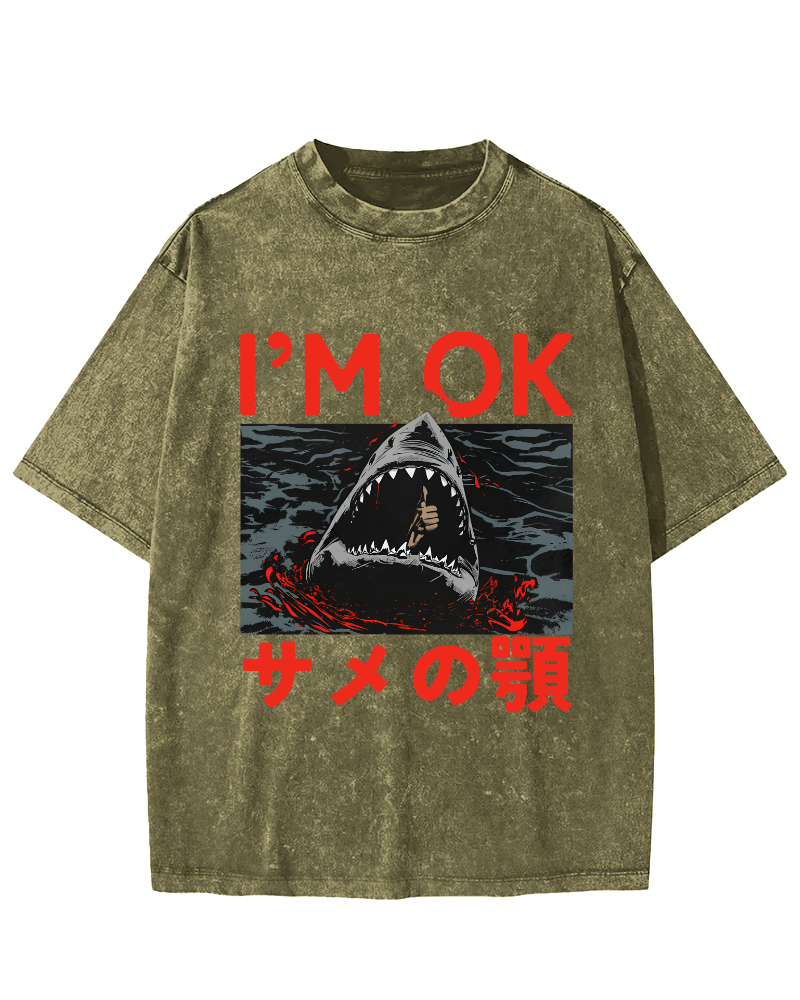 IM OK Japanese Style Vintage Washed T-shirt-Zazasy