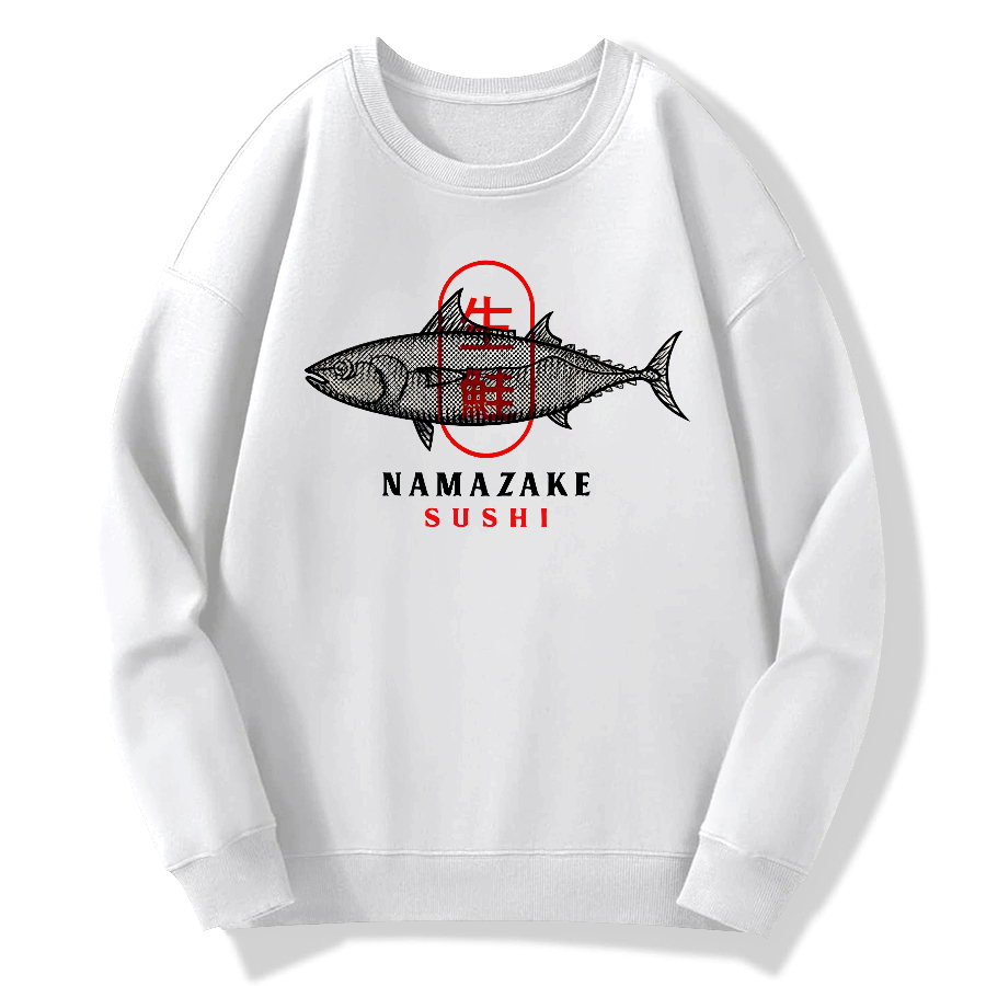 Japanese Raw Salmon And Seafood Cotton Pullover Sweatshirt