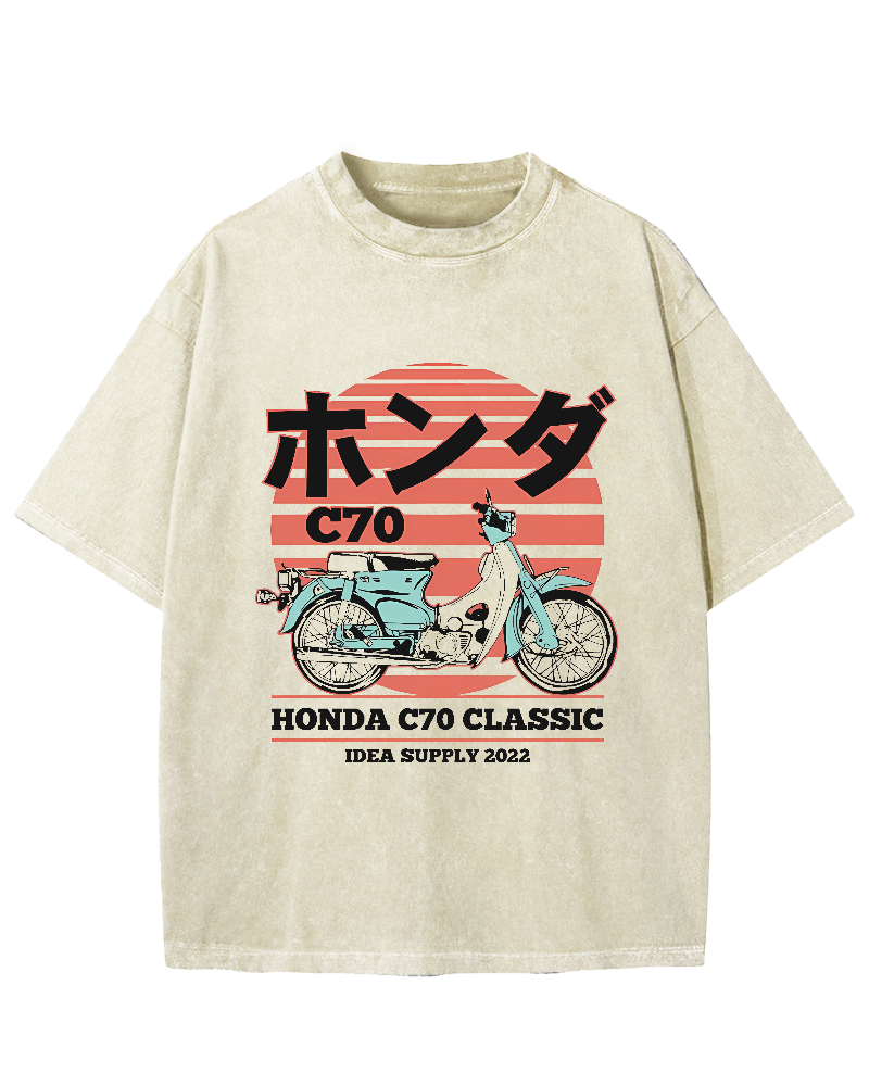 Japanese retro motorcycle Vintage Washed T-shirt