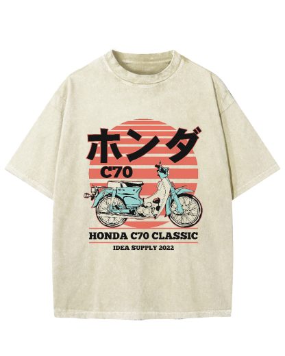 Japanese retro motorcycle Vintage Washed T-shirt