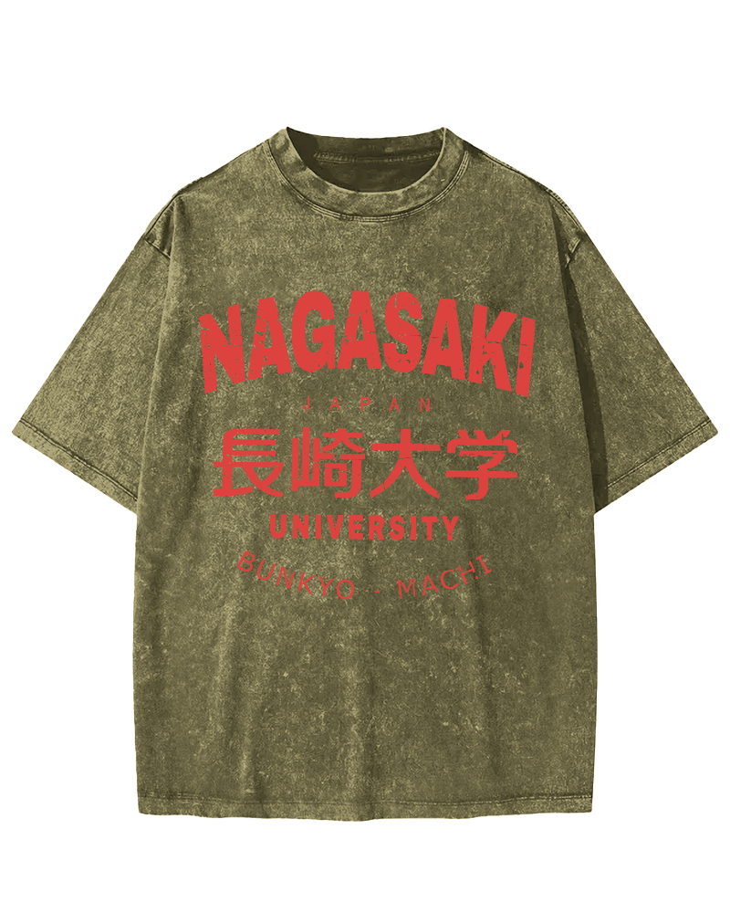 NAGASAKI University  Vintage Washed T-shirt-Zazasy