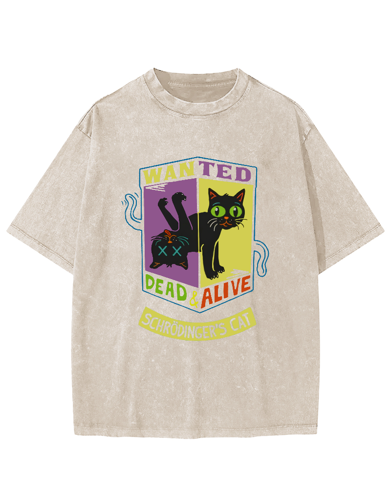 Schrodingers Cat Vintage Washed T-shirt-Zazasy