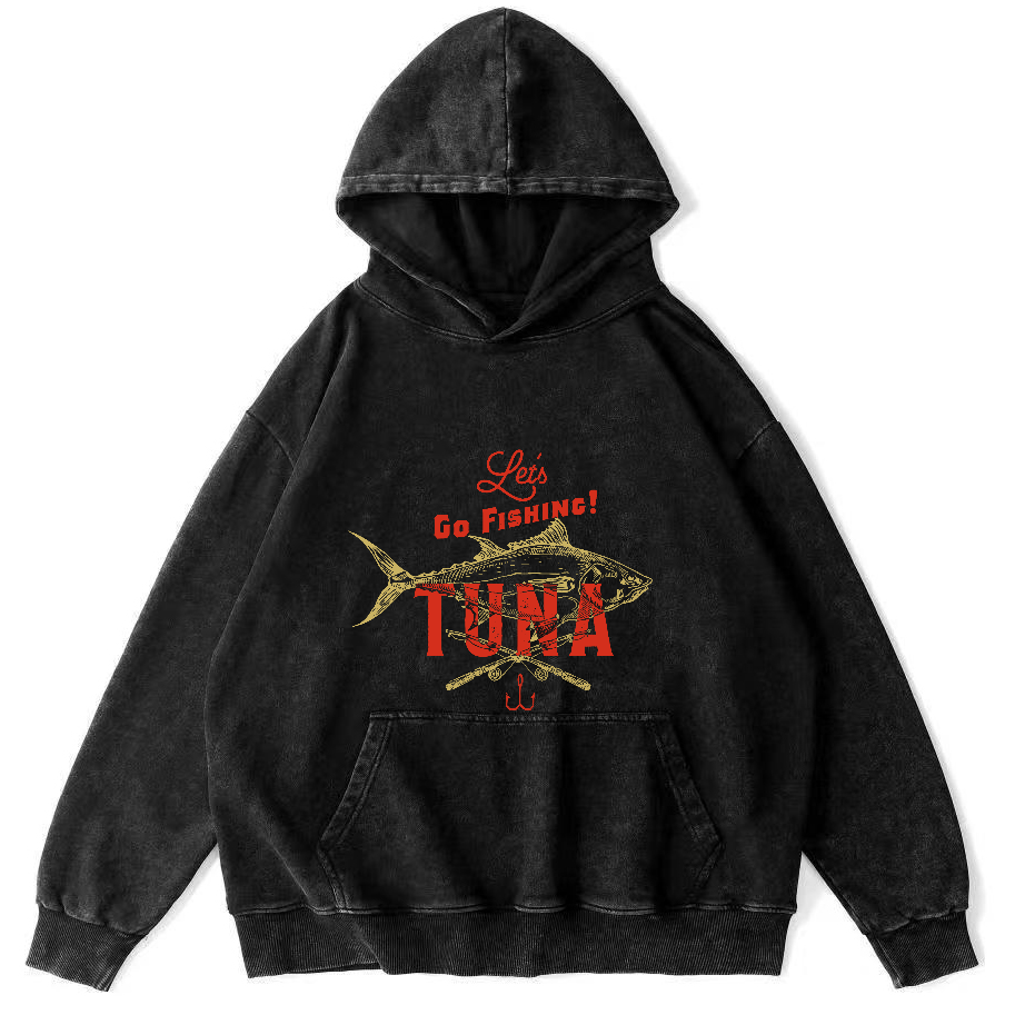 Sea fishing tuna Japanese washed hoodie-Zazasy