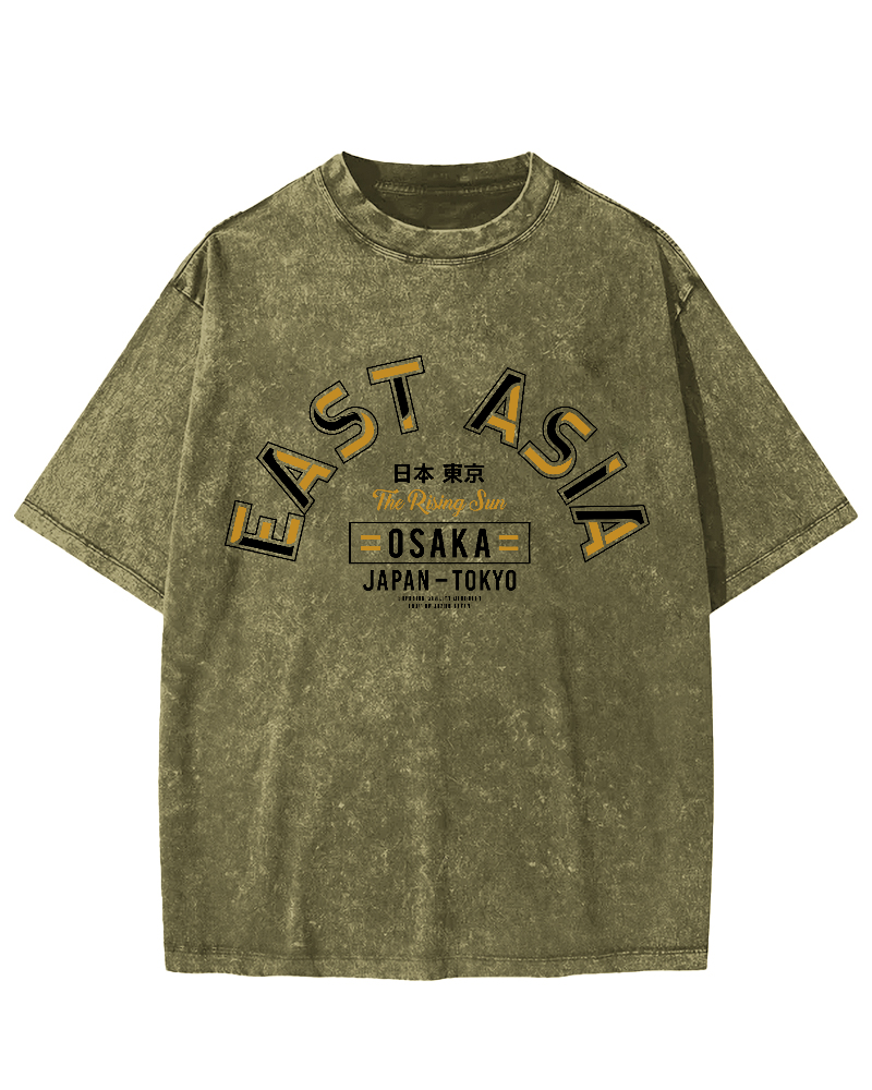 Kyoto Personalized Font Vintage Washed T-shirt-Zazasy