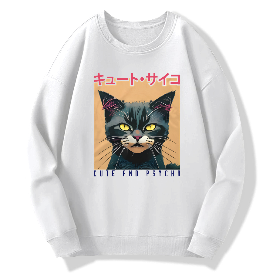 Black Cat Japanese Retro Cotton Pullover Sweatshirt