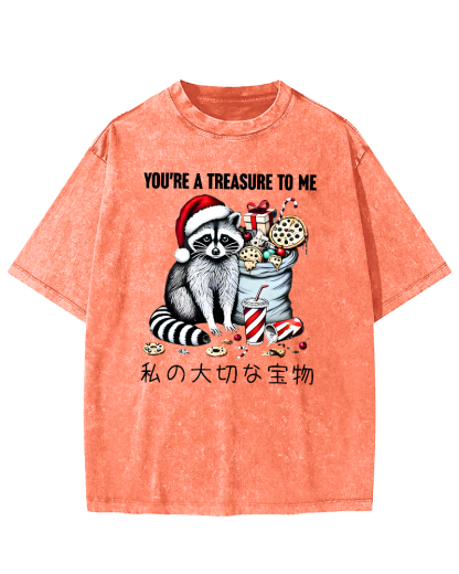 You are my treasure, Christmas wild raccoon Vintage Washed T-shirt