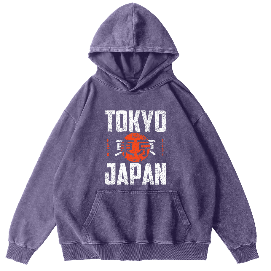 Tokyo Script In Japan Vintage Distressed Hoodie-Zazasy