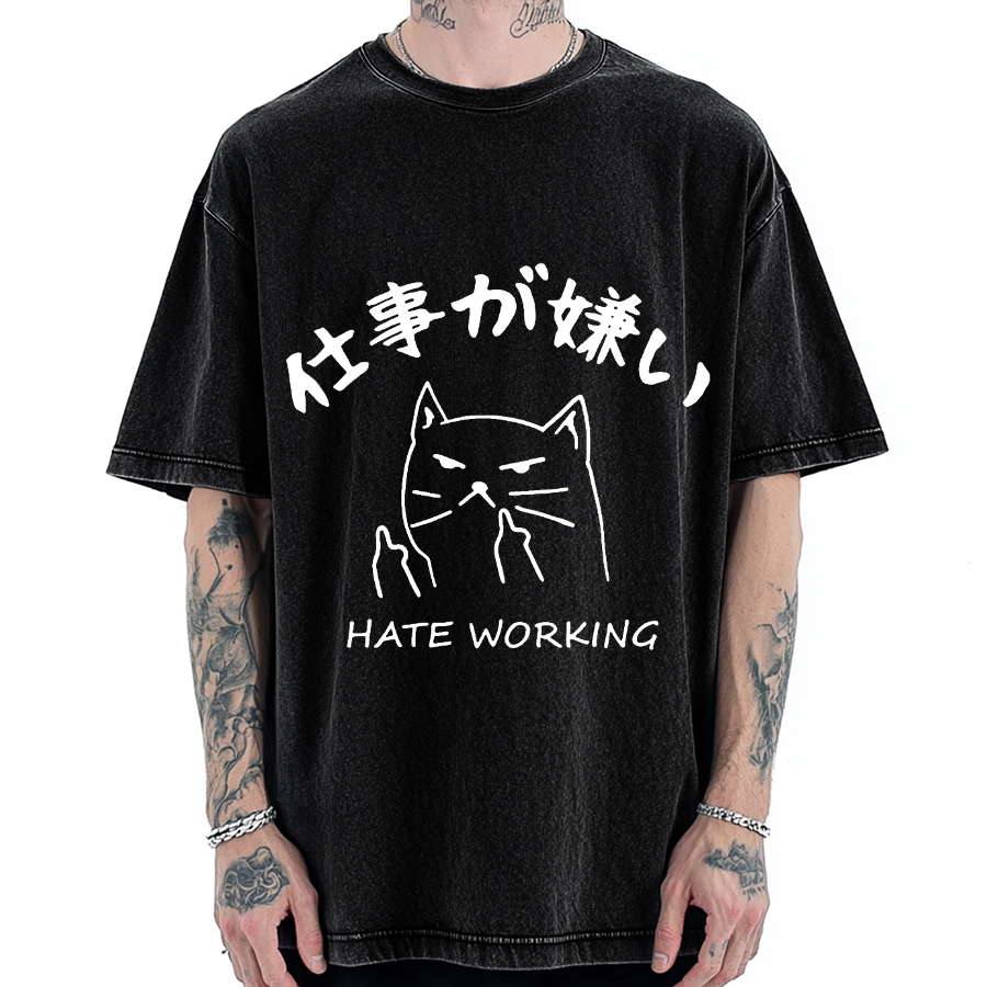 Japanese Hate Working Vintage Washed T-shirt
