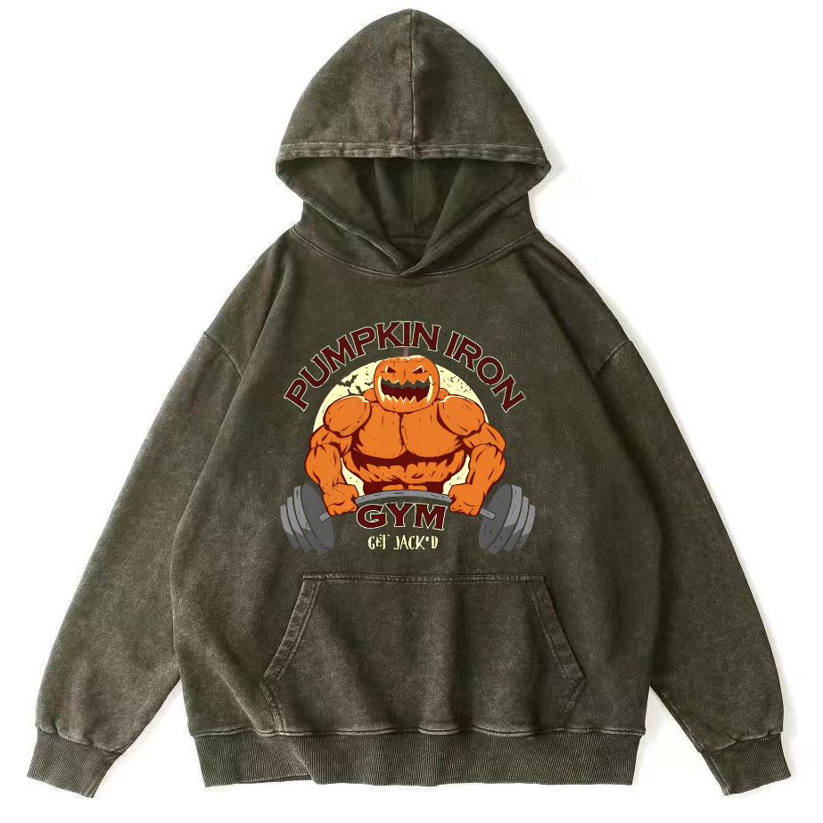 Pumping Iron Vintage Washed Hoodie-Zazasy