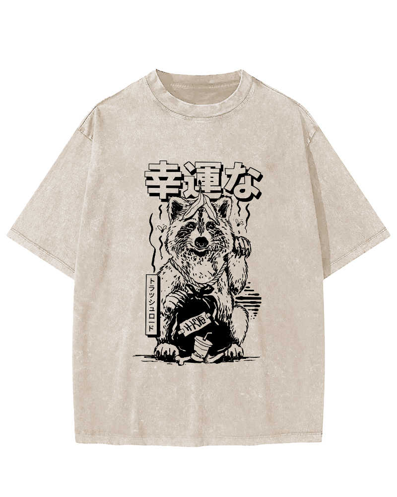 Lucky Japanese Vintage Distressed T-shirt-Zazasy