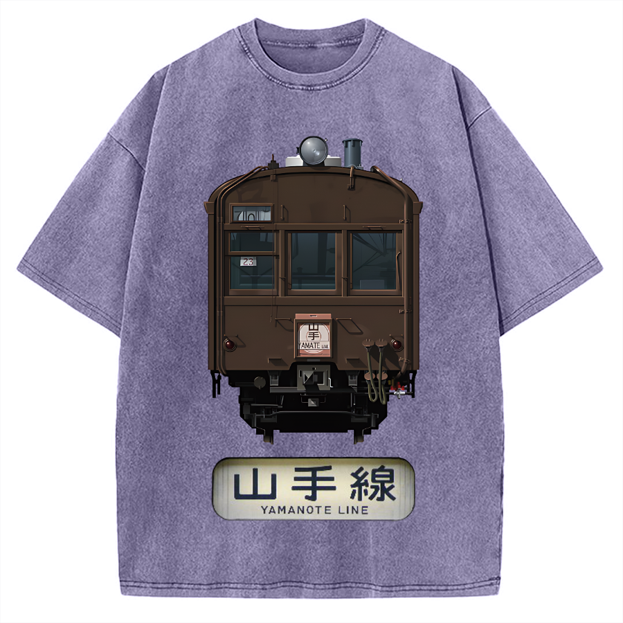 Japan Yamanote Line Train Retro Vintage Washed T-shirt