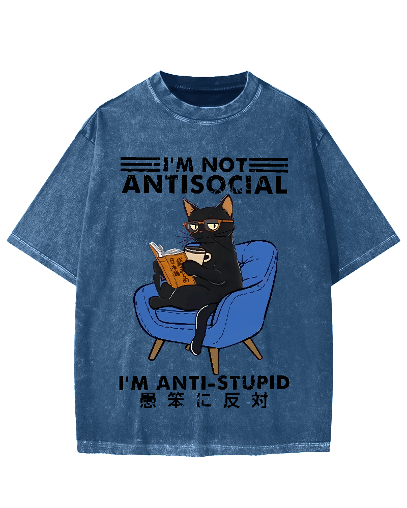 I'm Not Antisocial Vintage Washed T-shirt