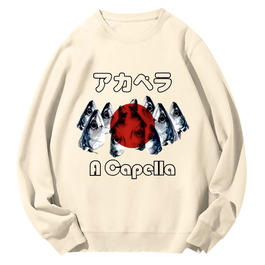 Japanese Seafood Market Round Neck Sweatshirt-Zazasy