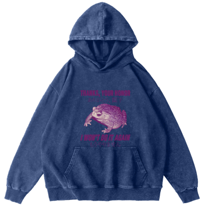 Retro Frog Pattern Japanese Style Vintage Distressed Hoodie-Zazasy