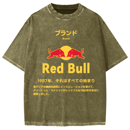 Red Bull Vintage Wash Japanese Design Vintage Washed T-shirt