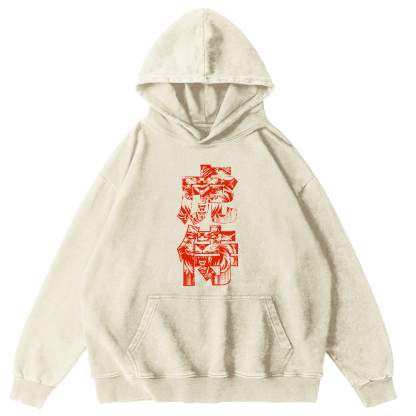Tiger Attendant Japanese Style Vintage Distressed Hoodie-Zazasy