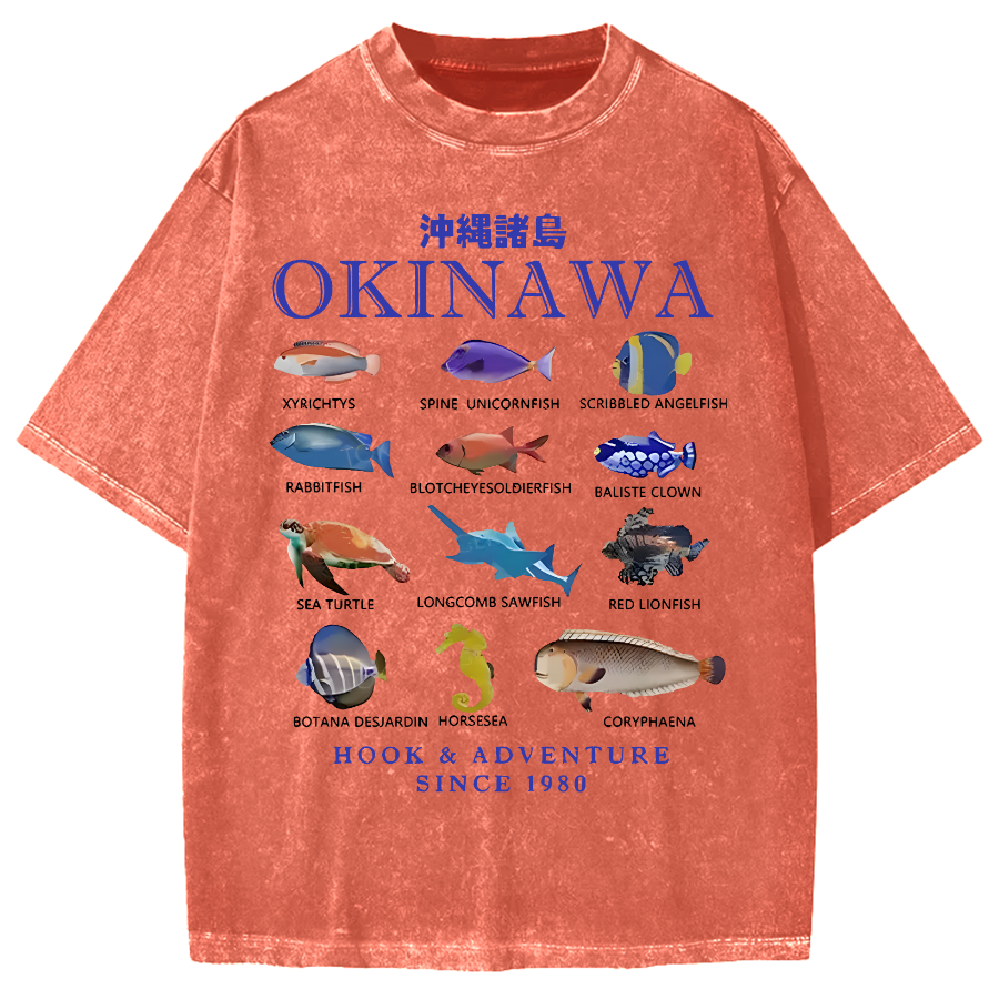 Okinawa Islands Fish Vintage Washed T-shirt