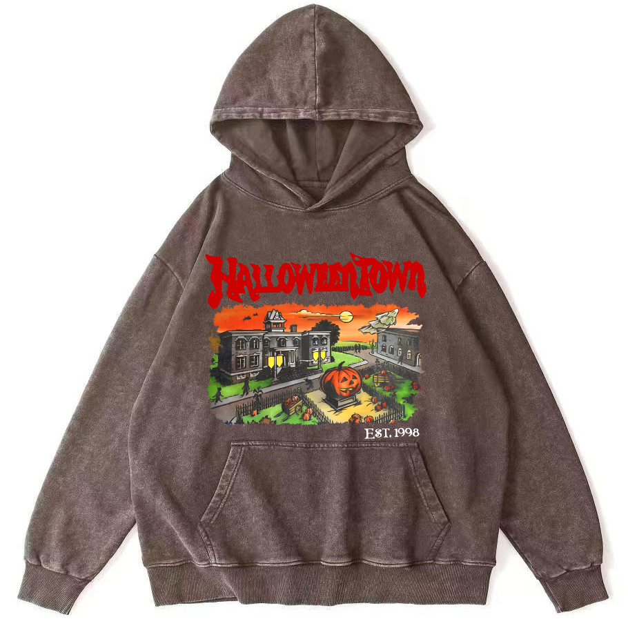 Halloween Town Vintage Washed Hoodie-Zazasy