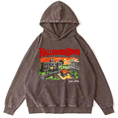 Halloween Town Vintage Washed Hoodie-Zazasy