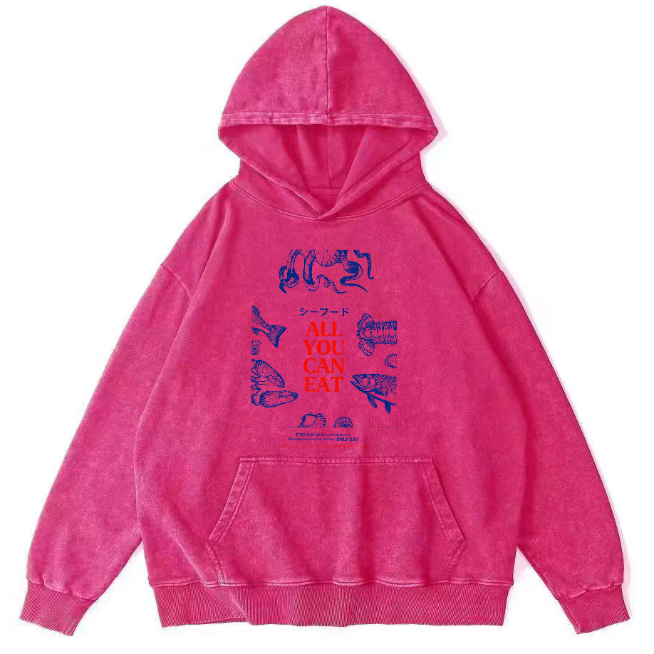 All You Can Eat Vintage Washed Hoodie-Zazasy