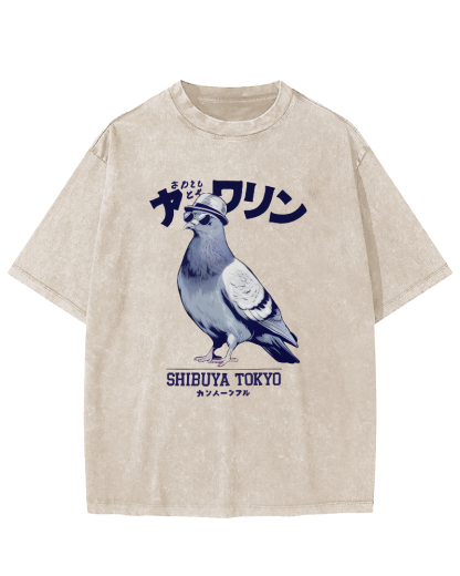 Shibuya pigeon Vintage Washed T-shirt