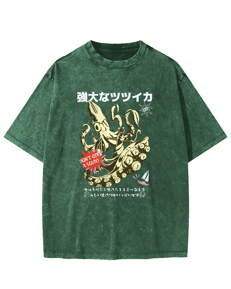 Powerful Japanese Style Octopus Vintage Distressed T-shirt-Zazasy