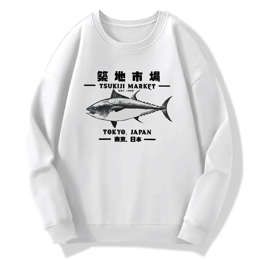 Tokyo Tsukiji Market Cotton Pullover Sweatshirt