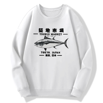 Tokyo Tsukiji Market Cotton Pullover Sweatshirt