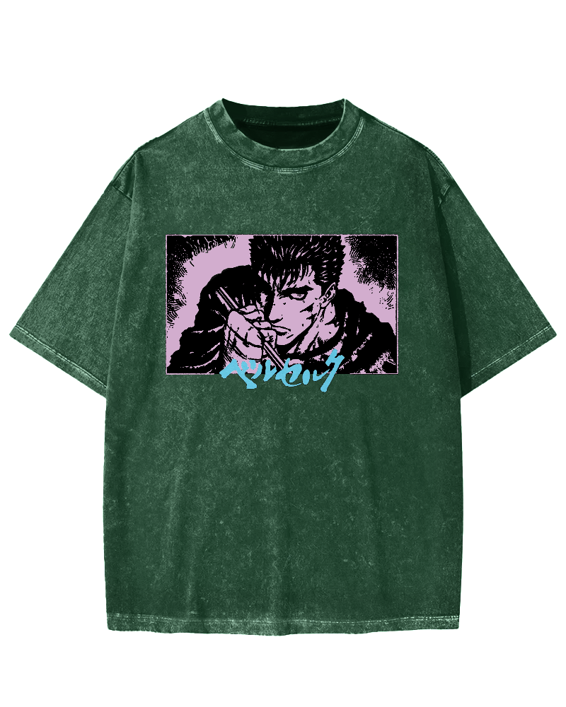Japanese Anime BERSERK Vintage Washed T-shirt