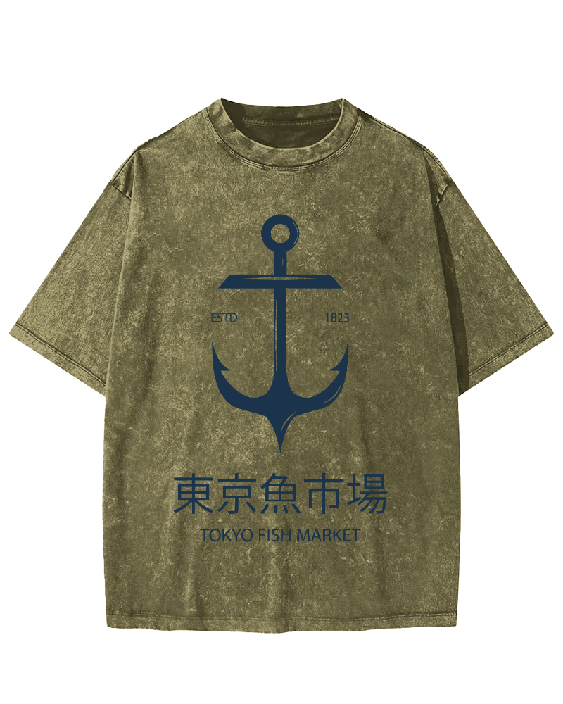 Tokyo Fish Market Vintage Washed T-shirt-Zazasy