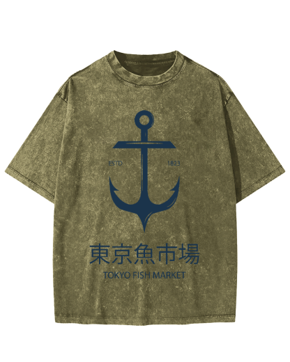 Tokyo Fish Market Vintage Washed T-shirt-Zazasy