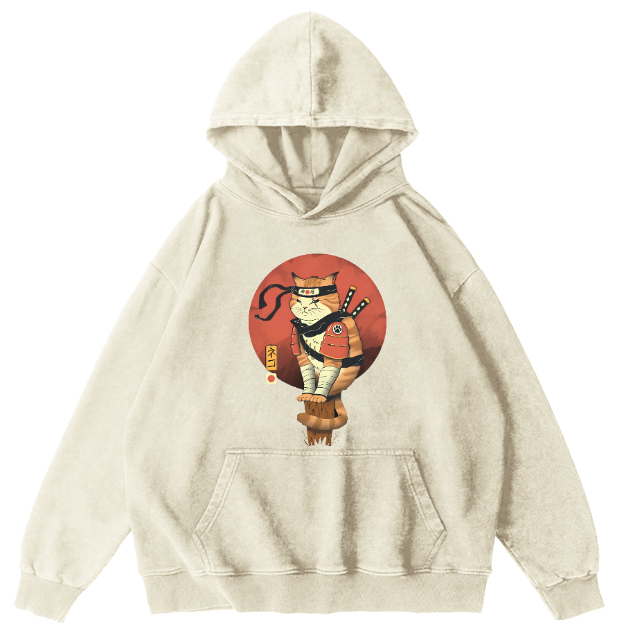 Warrior Cat Vintage Distressed Hoodie-Zazasy