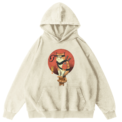 Warrior Cat Vintage Distressed Hoodie-Zazasy