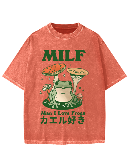 Funny MILF Froggy Vintage Washed T-shirt