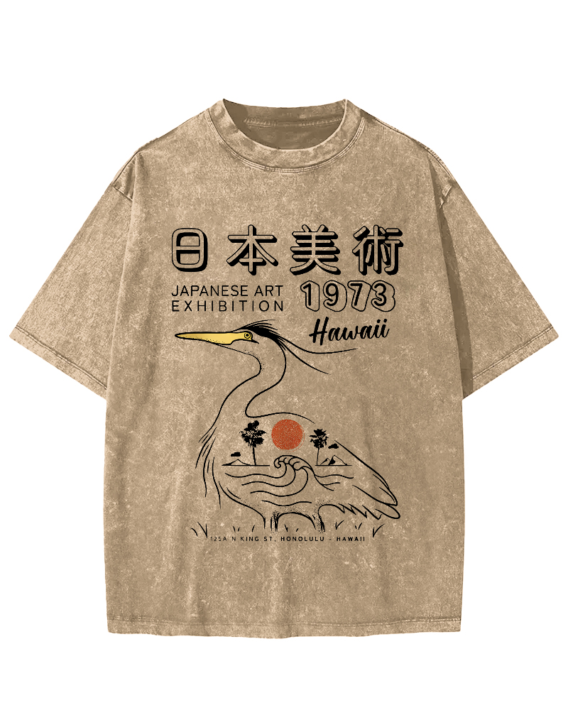 Japanese art Vintage Washed T-shirt-Zazasy