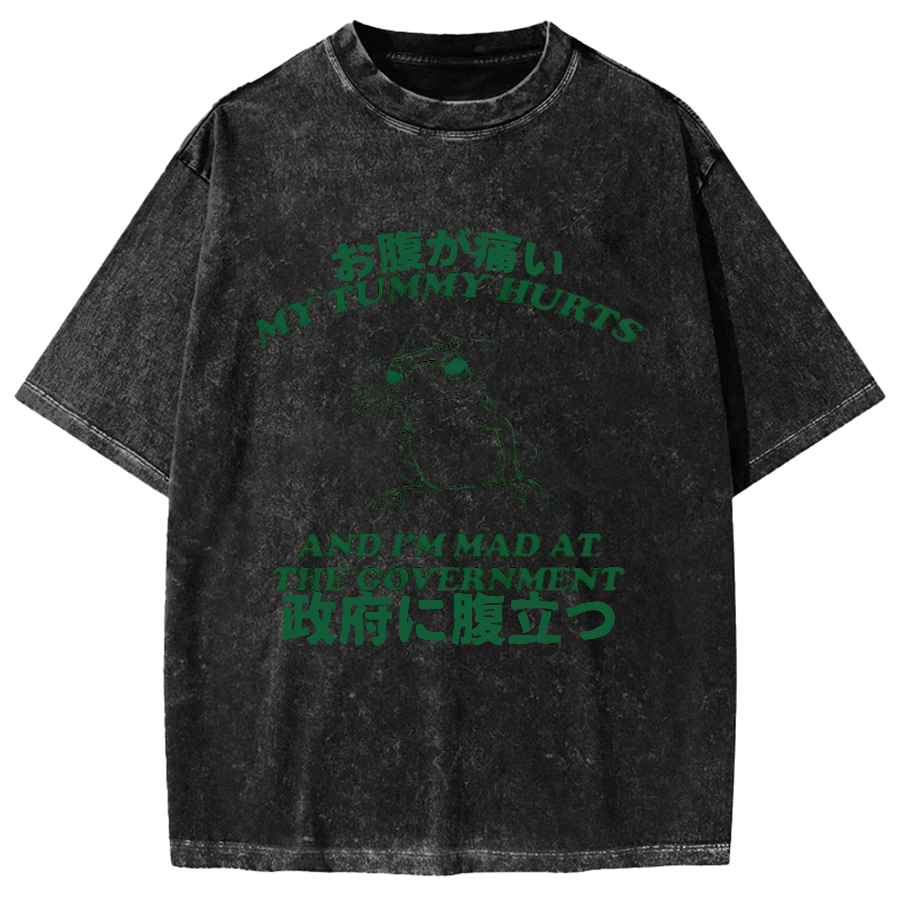 Mad at the government Frog Vintage Washed T-shirt