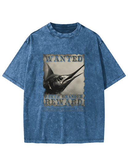 Retro Swordfish Pattern Vintage Distressed T-shirt-Zazasy