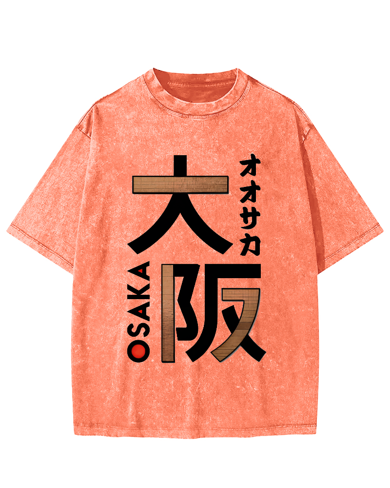 Osaka Japanese Script Vintage Distressed T-shirt-Zazasy