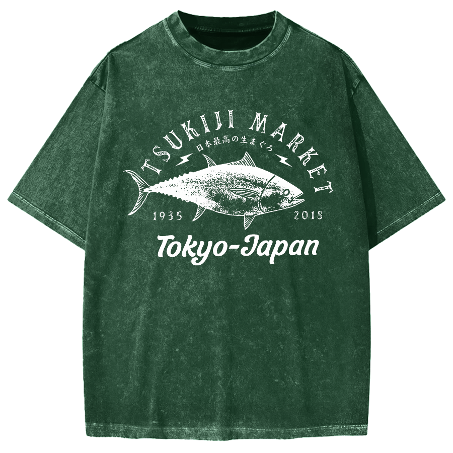 Japan Tsukiji Market Vintage Washed T-shirt