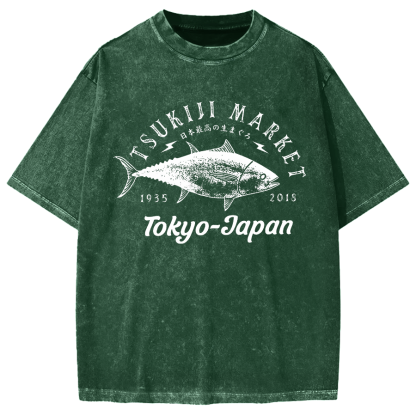 Japan Tsukiji Market Vintage Washed T-shirt