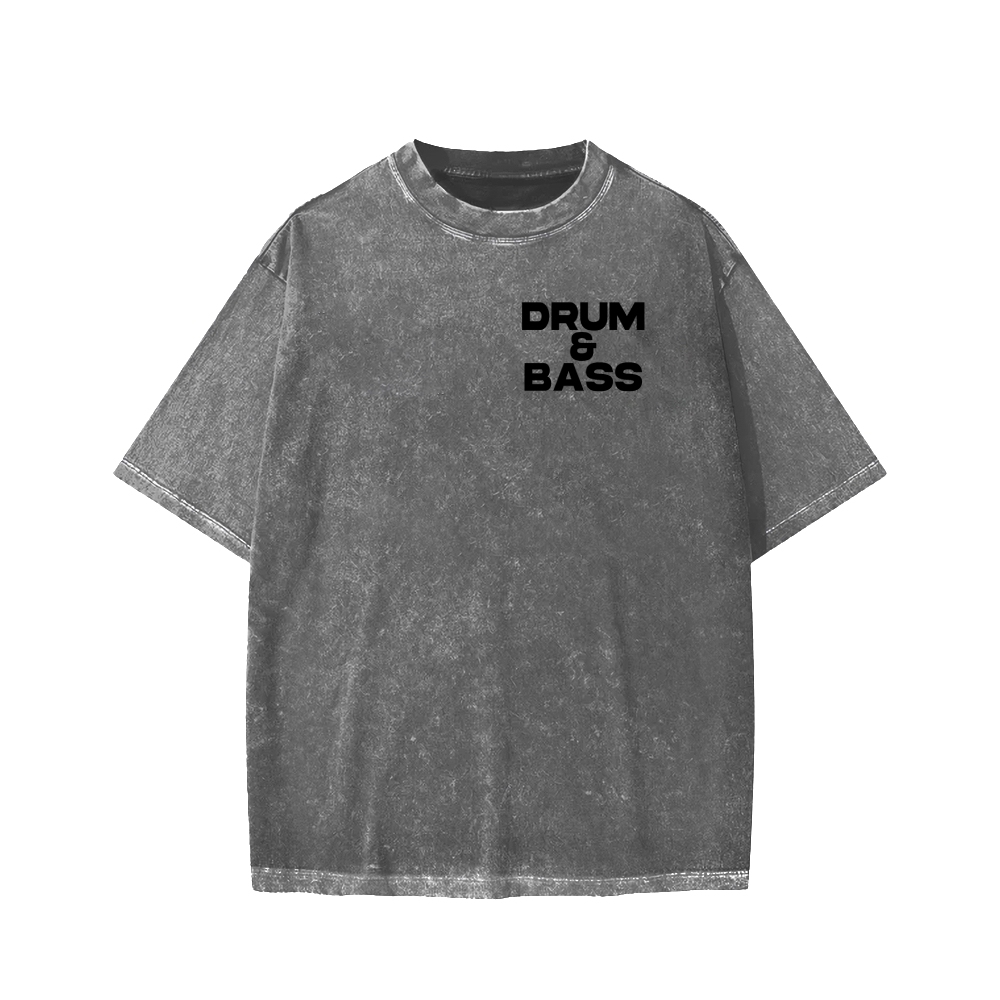 Drum & Bass Front And Back Printing  Washed T-shirt