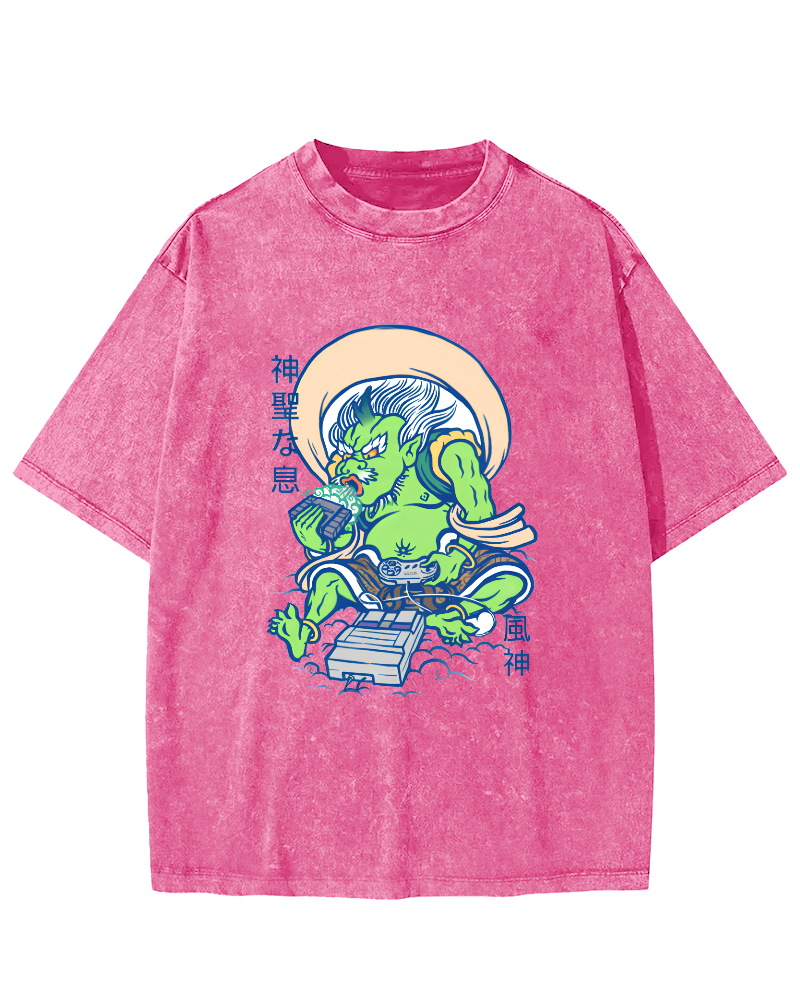 Abstract Monster Japanese Vintage Distressed T-shirt-Zazasy