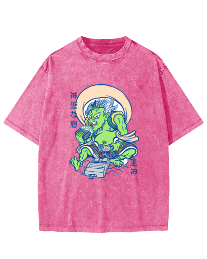 Abstract Monster Japanese Vintage Distressed T-shirt-Zazasy