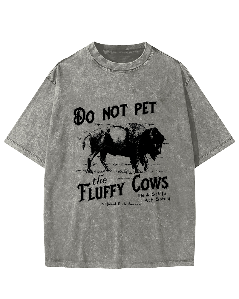 Do Not Pet The Fluffy Cows Vintage Distressed T-shirt-Zazasy