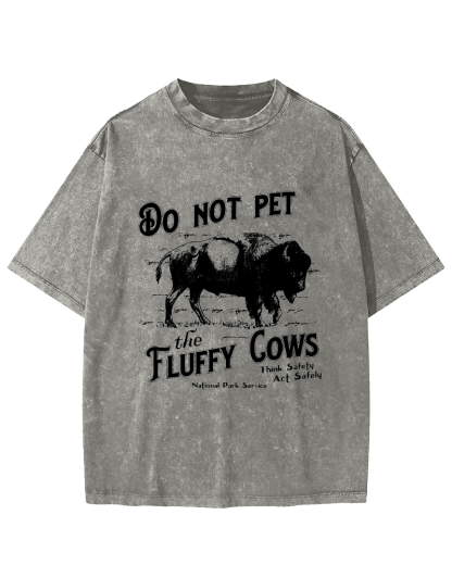 Do Not Pet The Fluffy Cows Vintage Distressed T-shirt-Zazasy